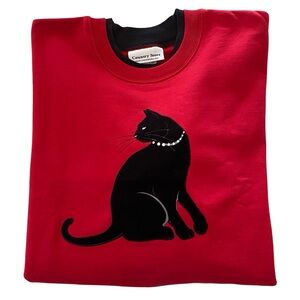 Country Store Cat Sweatshirt Red Size XL